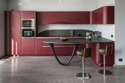 Red-brown kitchen in the interior