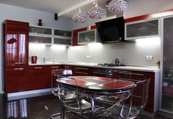 Red-Brown Kitchen In The Interior