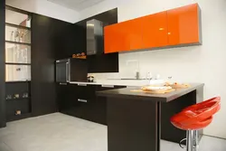 Red-brown kitchen in the interior