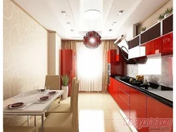 Красно коричневая кухня в интерьере
