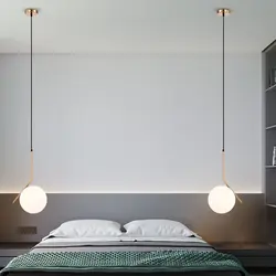 Hanging lamps in the bedroom photo