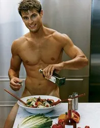 Beautiful men in the kitchen photo