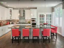Kitchen with colored chairs photo