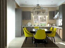 Kitchen with colored chairs photo