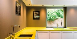 Yellow countertop in the kitchen photo