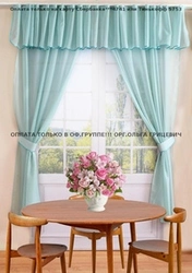 Mint curtains in the kitchen photo