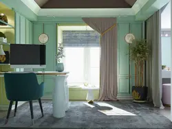Mint curtains in the kitchen photo