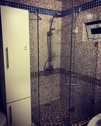 Glass shower in the bathroom photo