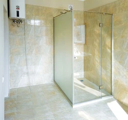 Glass shower in the bathroom photo