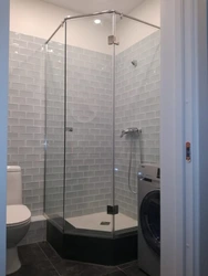Glass shower in the bathroom photo