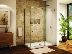 Glass shower in the bathroom photo