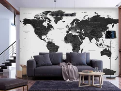 World Map In The Kitchen Interior
