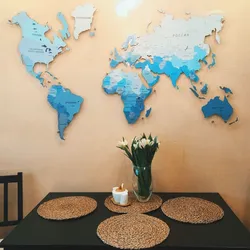 World map in the kitchen interior