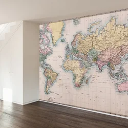 World Map In The Kitchen Interior