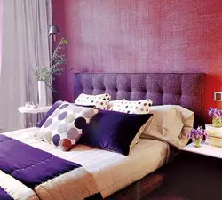 Bedroom with lilac bed photo