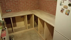 DIY plywood kitchen at home with photo