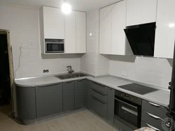 Kitchen bottom black top gray photo