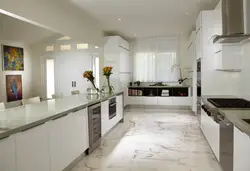 Marble tiles in the kitchen photo