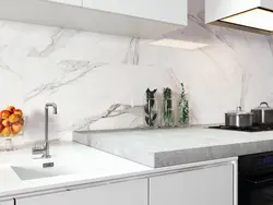 Marble tiles in the kitchen photo