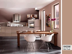 Taupe color in the kitchen interior photo