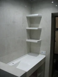 Plasterboard shelves in the bathroom photo