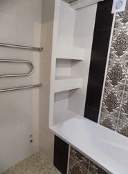 Plasterboard shelves in the bathroom photo