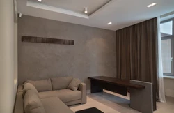 Decorative plaster in the interior of the kitchen living room