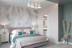 Wallpaper with feathers for the bedroom photo