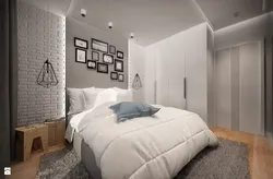 Ağ kərpic fotoşəkili olan yataq otağı