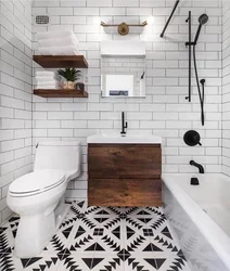 Bath white tiles and wood photo