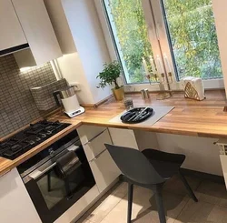 Table window sill in a small kitchen photos with your own