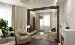 Design of a square hall in an apartment with a balcony