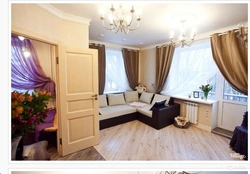 Design of a one-room Khrushchev apartment with two windows