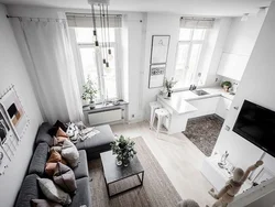 Design of a one-room Khrushchev apartment with two windows