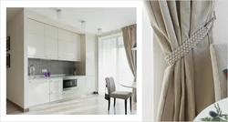 Color of curtains for white kitchen photo