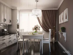 Color of curtains for white kitchen photo