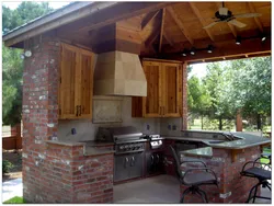 Cottage kitchen made of brick photo