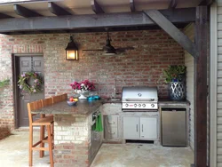 Cottage kitchen made of brick photo