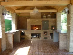 Cottage kitchen made of brick photo