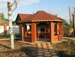 Kərpicdən hazırlanmış kottec mətbəxi fotoşəkili