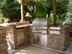 Cottage kitchen made of brick photo