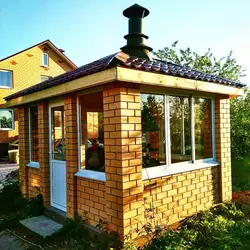 Cottage kitchen made of brick photo