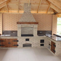 Cottage kitchen made of brick photo