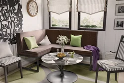 Kitchen interior with leather sofa