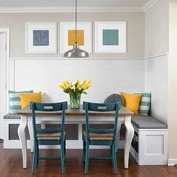 Kitchen interior with leather sofa