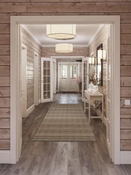 Hallways with wooden walls photo