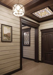 Hallways with wooden walls photo