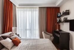Apartment interior with windows on one side