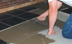 Bathroom floor installation photo