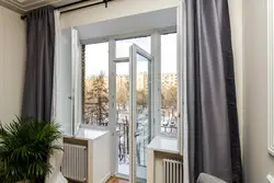 Balcony door in the interior of the apartment